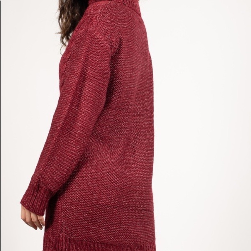 Emory Park Cable Knit Turtleneck Sweaterdress Size S In Burgundy NWT - Picture 4 of 11